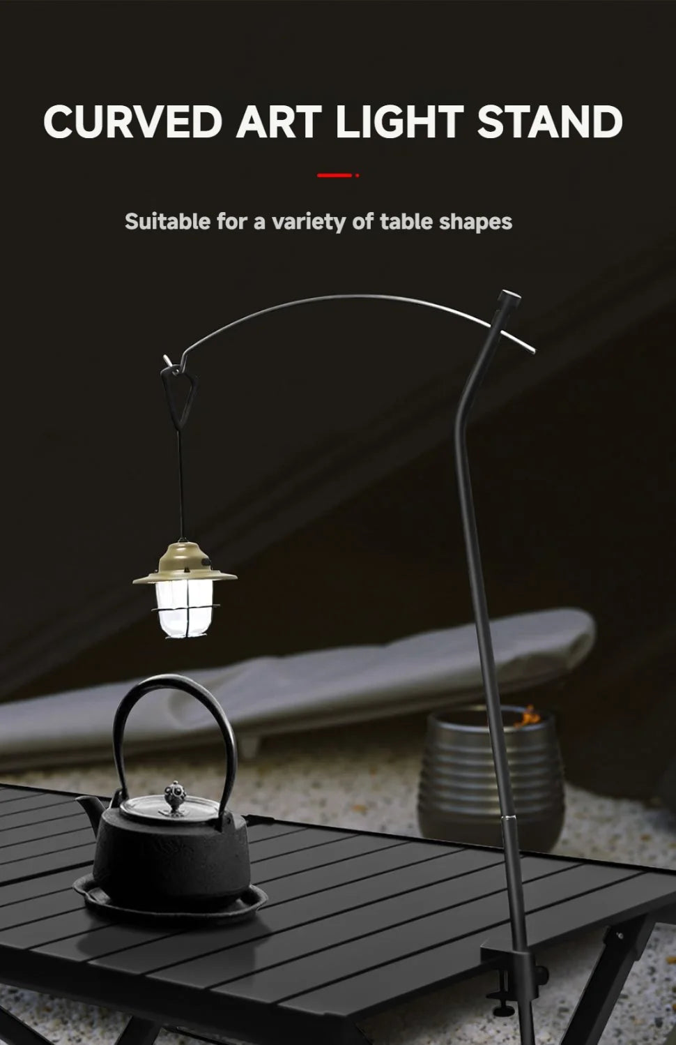 WESTTUNE Outdoor Lamp Stand Hook 360° Full space adjustment Lamp Pole Stand Portable Folding Camping Lantern Stands for Picnic