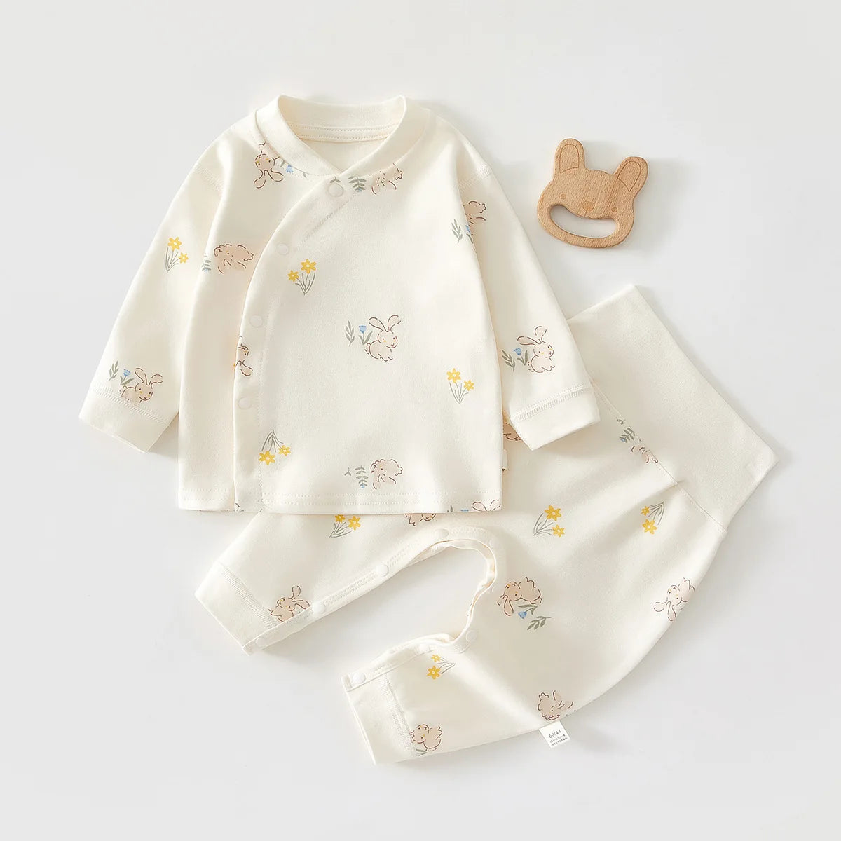 Baby Cartoon Print Pajama Set 2-Piece – Pure Cotton Top & Pants for 3M–18M - I YAN