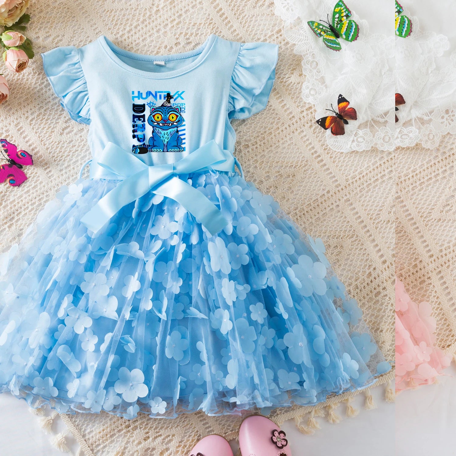 K-Pop Hunters Zoey Mira Rumi Summer Dress for Girls 2-6Y Bow Tutu Butterfly Kid's Princess Dress Elegant Wedding Party Dress