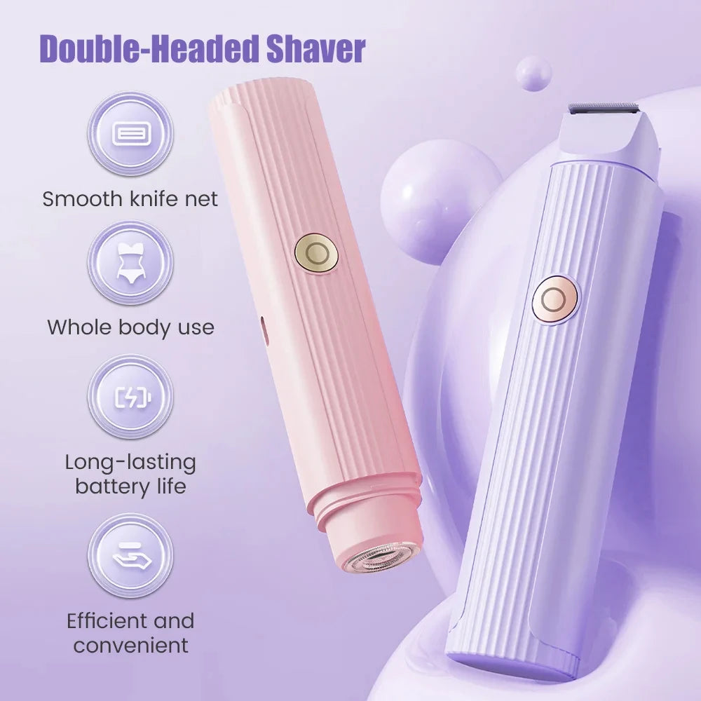 2026 New 2in1 Electric Razor for Women Painless Hair Removal Rechargeable Body Trimmer Underarm Mustache Epilator Shaver
