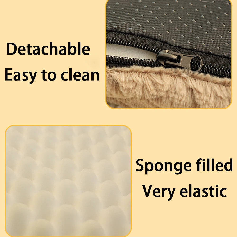 I YAN 3D Foam Orthopedic Dog Bed with washable faux fur cover, waterproof, anti-slip, available in M to XXL size.