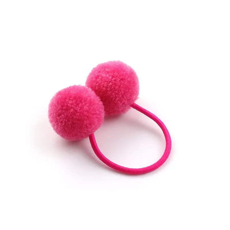 5/10pcs New Dog Double Plush Elastic Solid Hair Ball Pets Grooming Bows for Small Dogs Cat Bows Dog Hair Accessories Wholesale