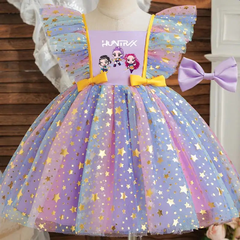 K-Pop Hunters Zoey Mira Rumi Baby Prinsess Dress Girls Birthday Party Dresses Kids Children Sleeveless Tulle Tutu Clothings 1-5Y