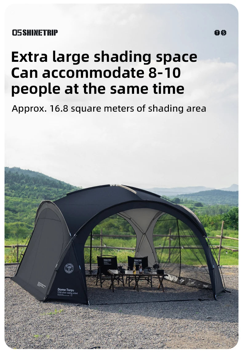 ShineTrip Outdoor Dome Tent Rainproof Sunproof Self Drive Waterproof Shade Coated Silver Canopy Camping Combination