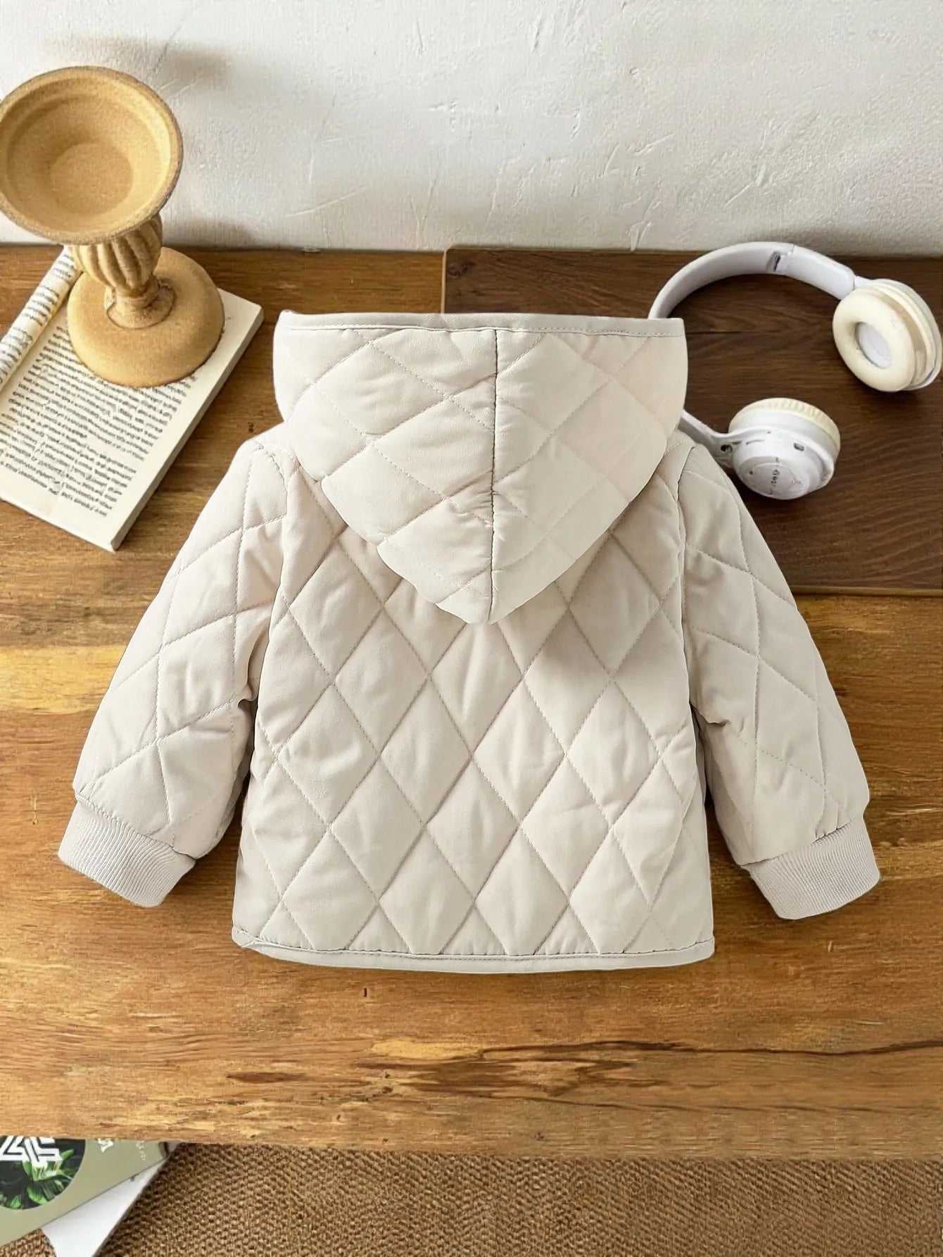 Baby Cotton-Padded Jacket Cardigan Solid Casual Hooded Coat Clothing 2025 Winter New Style Jacket Thicken Warm 1-3Y