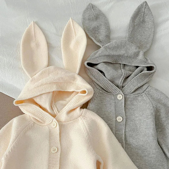 2026 New Spring 0-24M Toddler Baby Boys Girl Knitted Romper Long Sleeved Solid Color Hooded Infant Baby Knitted Jumpsuit