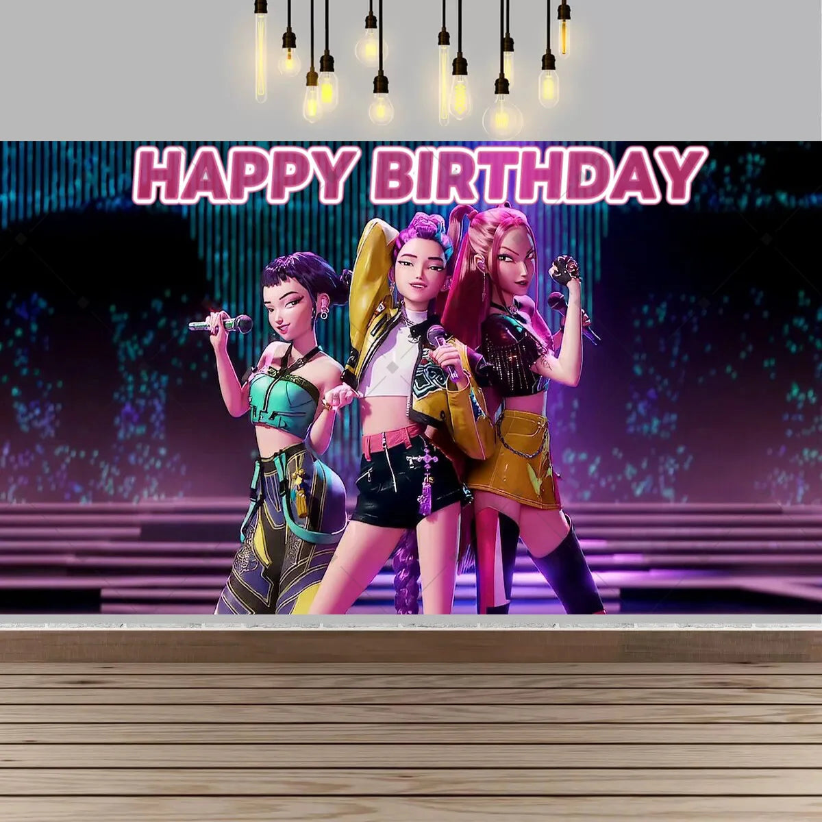 Kpop Theme Girl's Birthday Party Decoration Backdrop Pink Demons Birthday Party Supplies Decor Banner Baby Baptism Gift