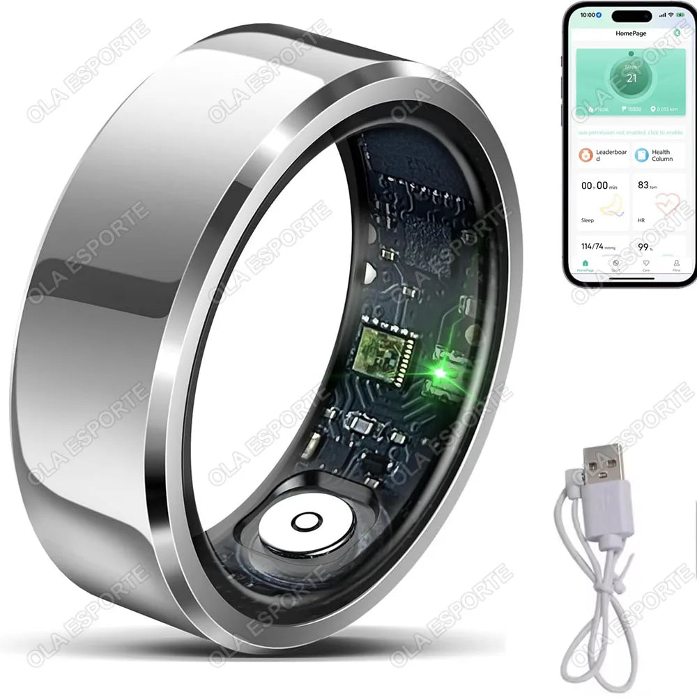 Smart Ring Blood Pressure Heart Rate Sleep Monitoring Smartring IP68 & 5ATM Waterproof Multi-sport Mode Smartring Man Women