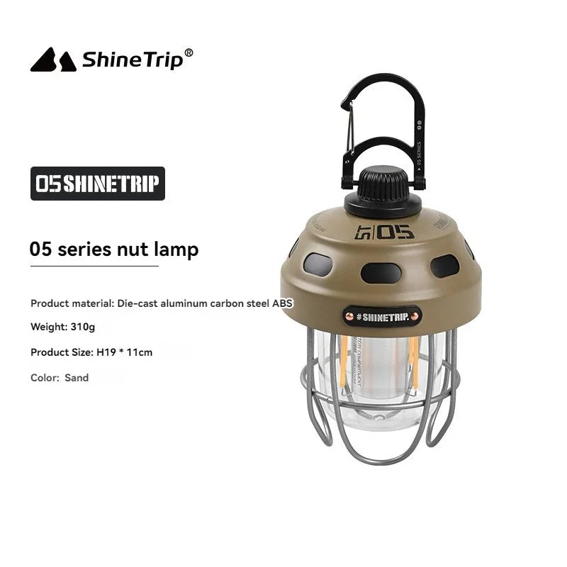 Outdoor vintage pendant light by I YAN, portable rechargeable camping lantern with ambient illumination for tents and outdoor use.