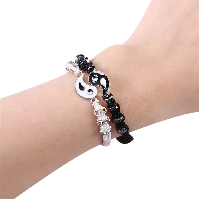2022 New Best Friend Bracelets for 2 Matching Yin Yang Adjustable Cord Bracelet for Bff Friendship Relationship Boyfriend Girlfr