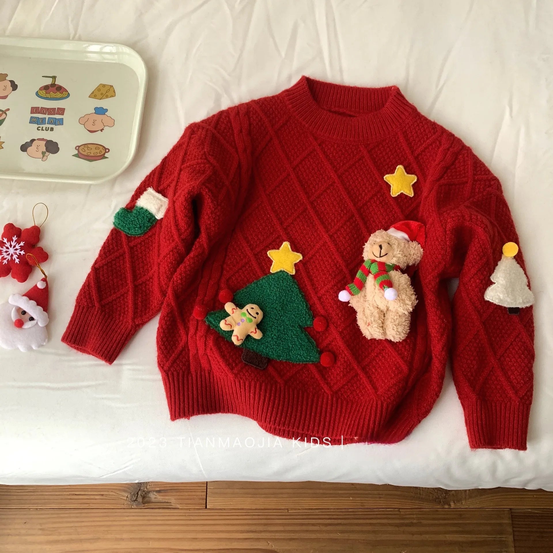 Girl's Thick Warm Knit Christmas Sweater Woolen Autumn Winter Top for Children Kids Baby Infants