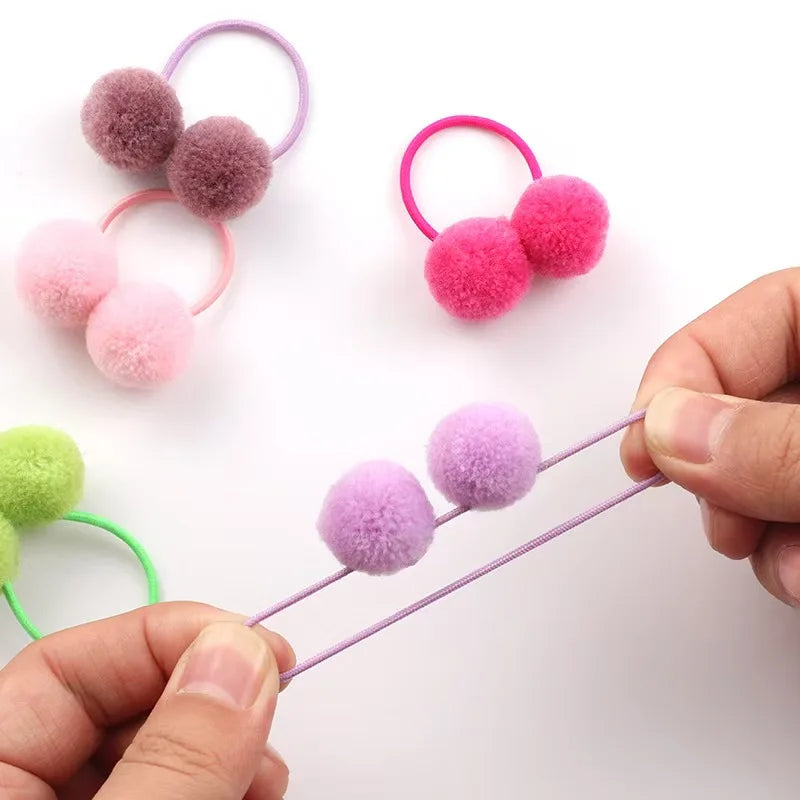 5/10pcs New Dog Double Plush Elastic Solid Hair Ball Pets Grooming Bows for Small Dogs Cat Bows Dog Hair Accessories Wholesale