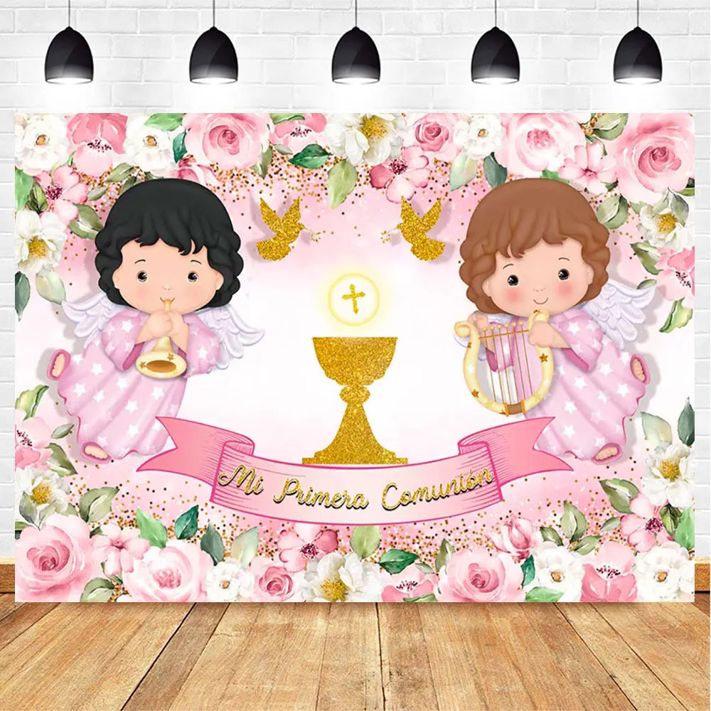 My First Communion Theme God Bless Boy Girls Party Decoration Supplie Grail God Bless Baptism Christening Baby Shower Background