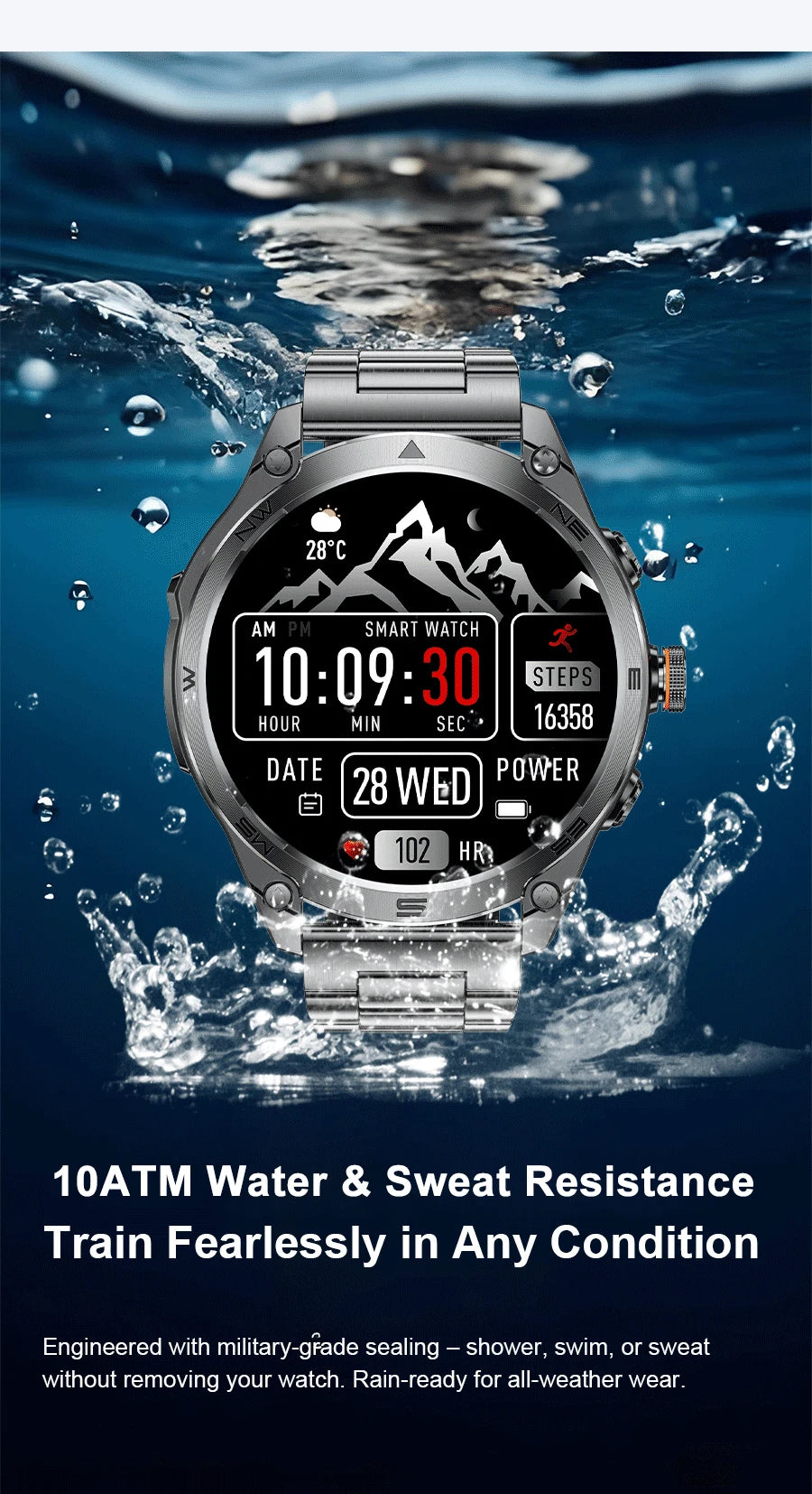 2025 NEW T-REX3 Built-in Dual-band GPS Sports Smart Watches 1000 mAh Battery Compass Outdoor RIDE Run 10ATM Waterproof Bracelet