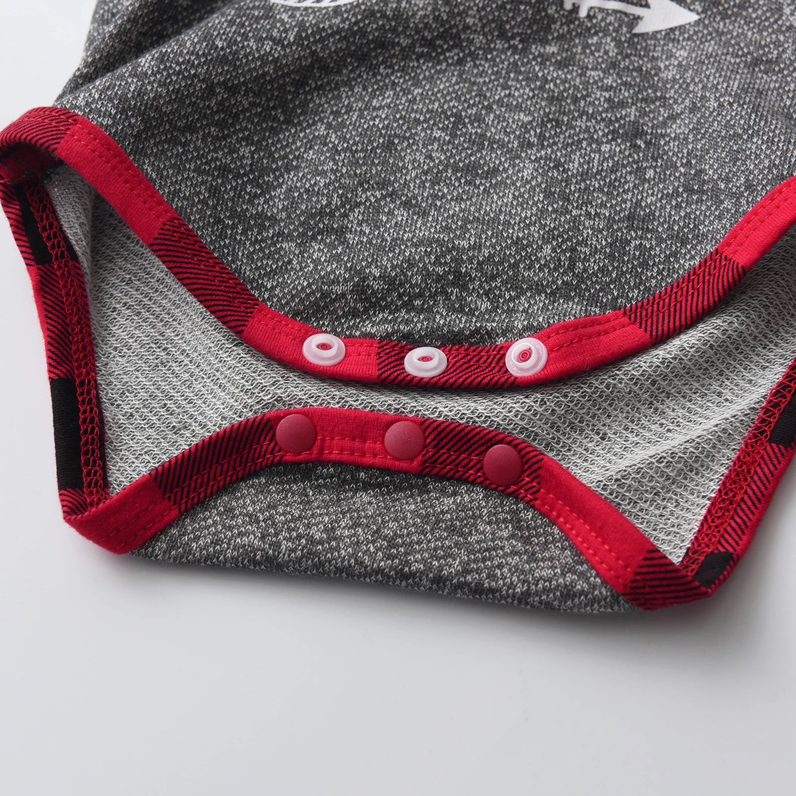 Baby boy wearing I YAN "Mama's Boy" hoodie sweatshirt and plaid pants, fall winter 2-piece outfit set.