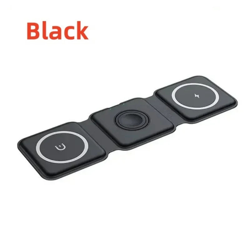 3 in 1 Portable Magnetic Wireless Charger Fast Charging Dock Station Foldable Stand Trip Charger For iPhone Apple Watch AirPods