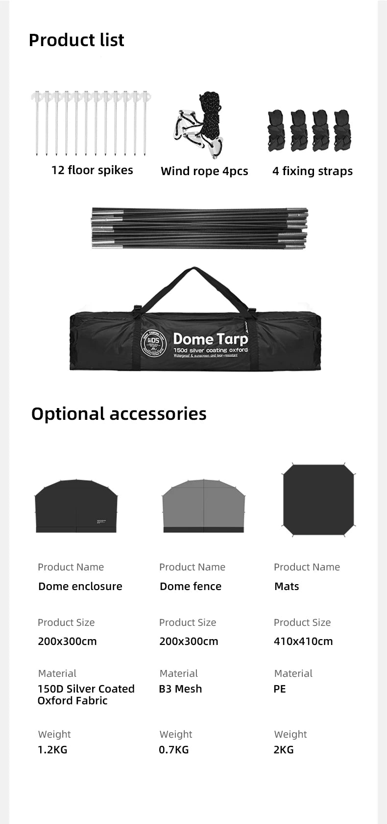 ShineTrip Outdoor Dome Tent Rainproof Sunproof Self Drive Waterproof Shade Coated Silver Canopy Camping Combination