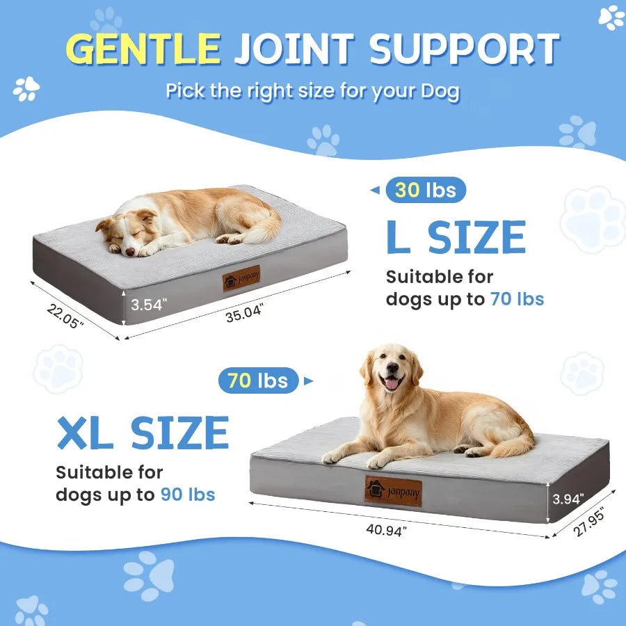 Orthopedic large dog bed with egg crate foam and washable waterproof cover by I YAN, providing comfortable support for dogs.