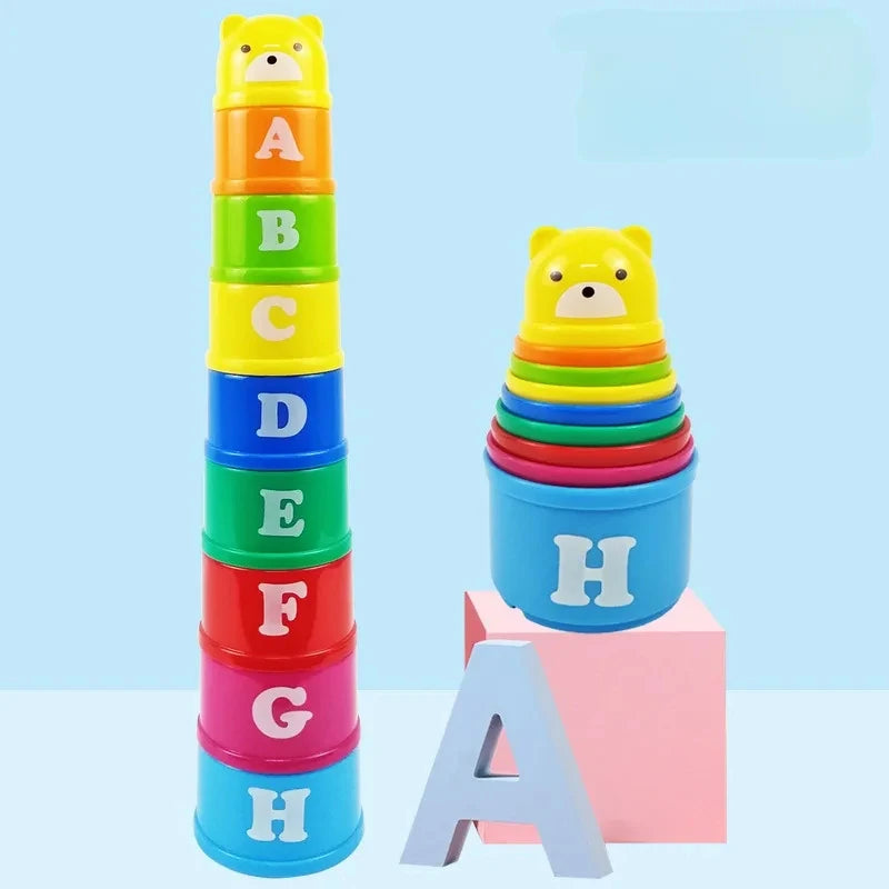 I YAN Kid Brain Response Battle Fold Cup game with colorful fold cups and stack game pieces for early childhood education and hand speed training.