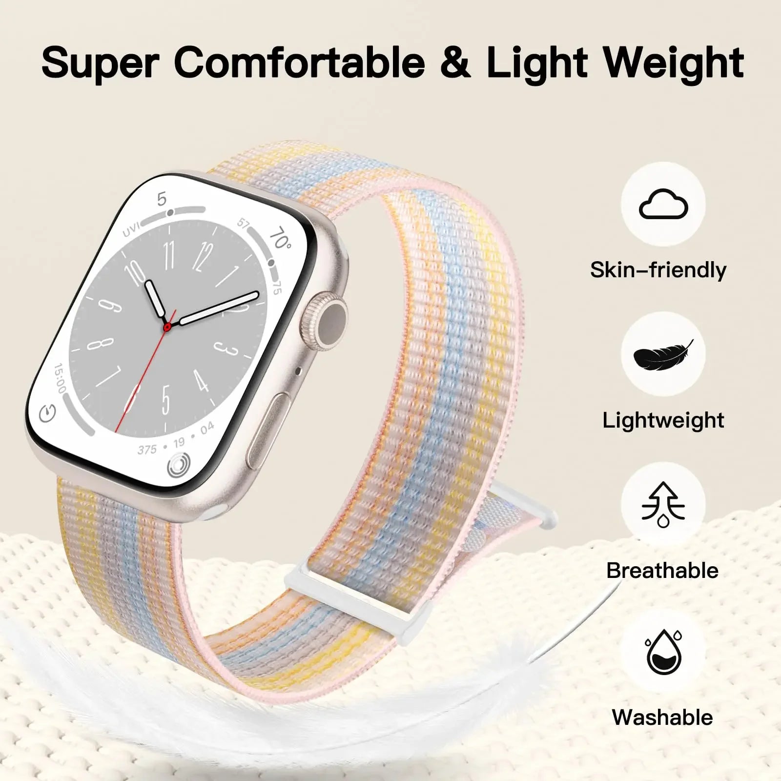 Nylon Strap for Apple Watch 10 42mm 46mm Ultra 2 49mm Breathable Replacement Wristband for IWatch 9 8 7 6 5 4 3SE 45mm 41mm 44mm