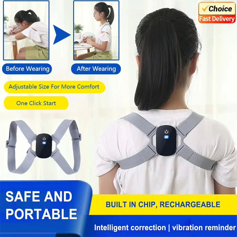 2026 New Smart Posture Corrector Rechargeable Back Brace 8 Shape Vibration Reminder 400mAh Battery for Work Study Office Home - I YAN