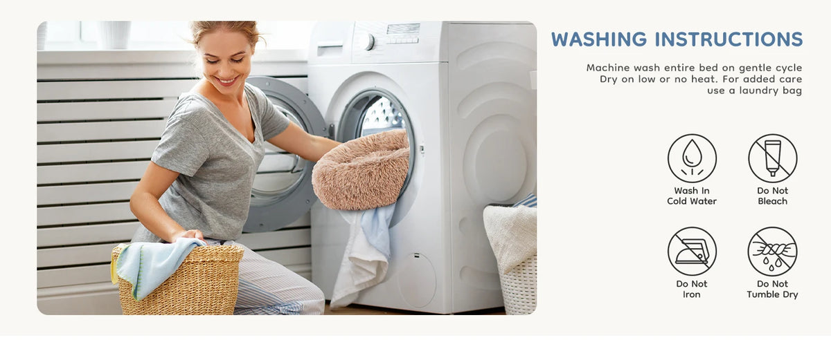 I YAN JHK calming dog bed for medium to large dogs, round plush faux fur pet bed with washable, anti-slip bottom and fluffy design.