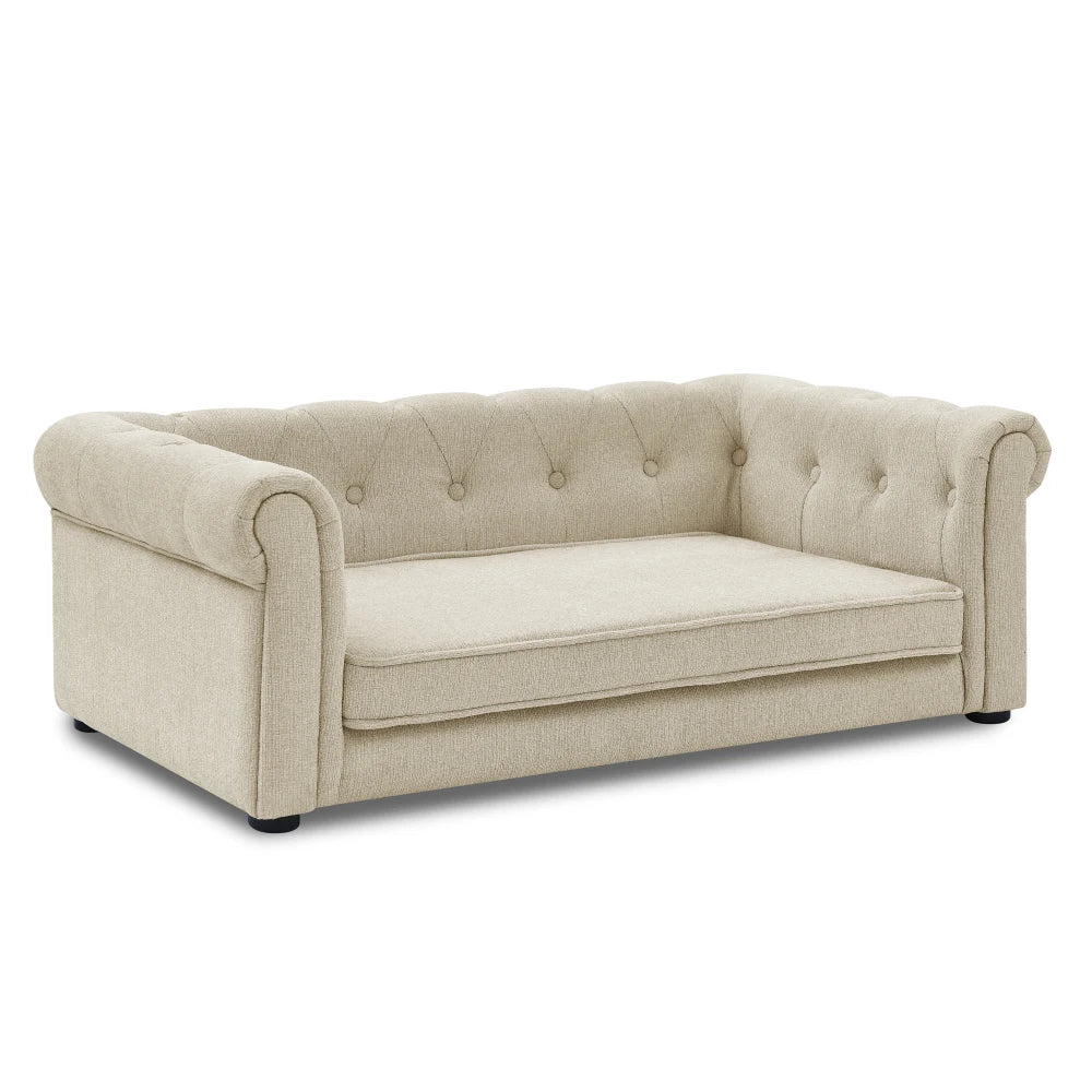 Ye Elegant Rectangle Elevated Dog Sofa Bed for Small and Medium Dogs, Comfortable Couch, Modern & Stylish, Beige, Durable