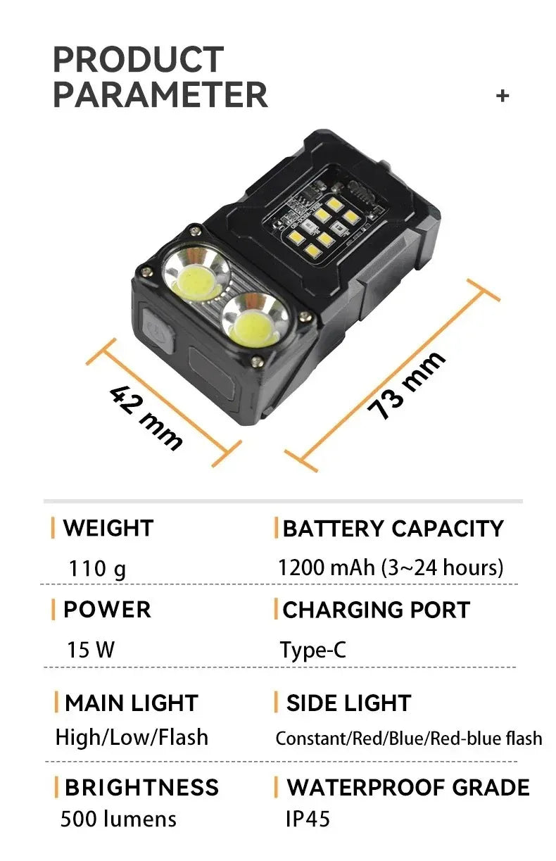 Tactical Edc Flashlight Light Portable Multifunctional Torch USB Rechargeable Outdoor Camping Emergency Light Fishing Lanter