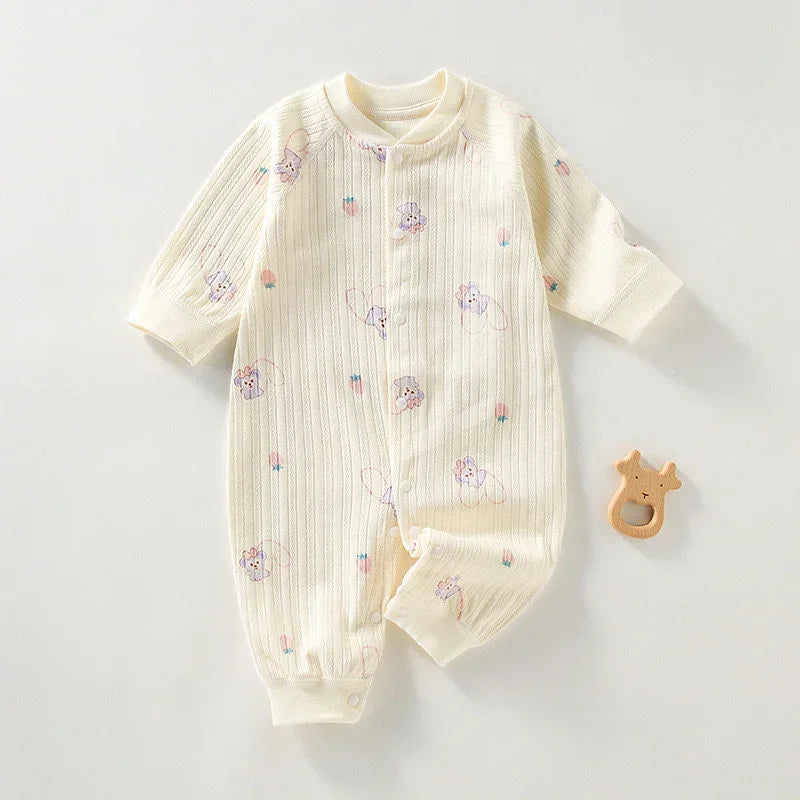 Baby Cartoon Long Sleeve Romper – 100% Cotton Unisex Bodysuit for Newborns & Toddlers (0–24 Months) - I YAN