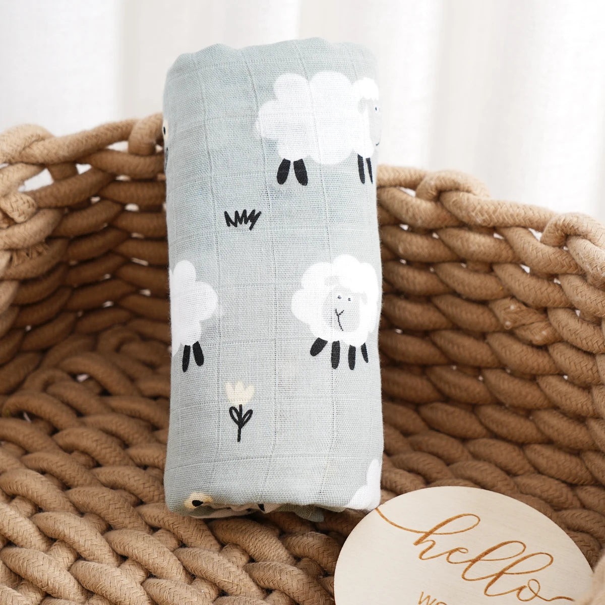 Bamboo Cotton Baby Muslin Swaddle Blanket 120x110cm – Soft Print Baby Towel Wrap for Newborns - I YAN