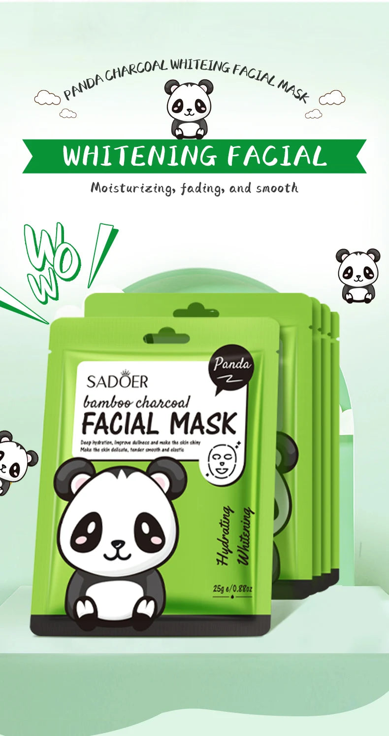 5pcs SADOER Cartoon Fresh Fruit Facial Masks Moisturizing Soothing Brightening Hydrating Face Mask for Facial Skin Care