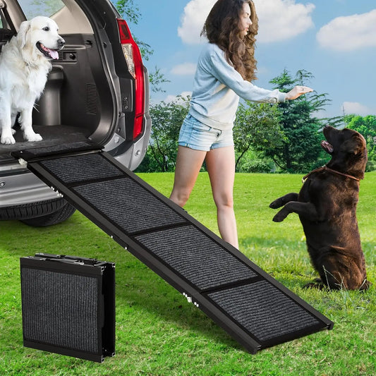 I YAN upgraded foldable dog ramp for cars with non-slip surface, suitable for large dogs up to 250 lbs, portable outdoor pet ramp