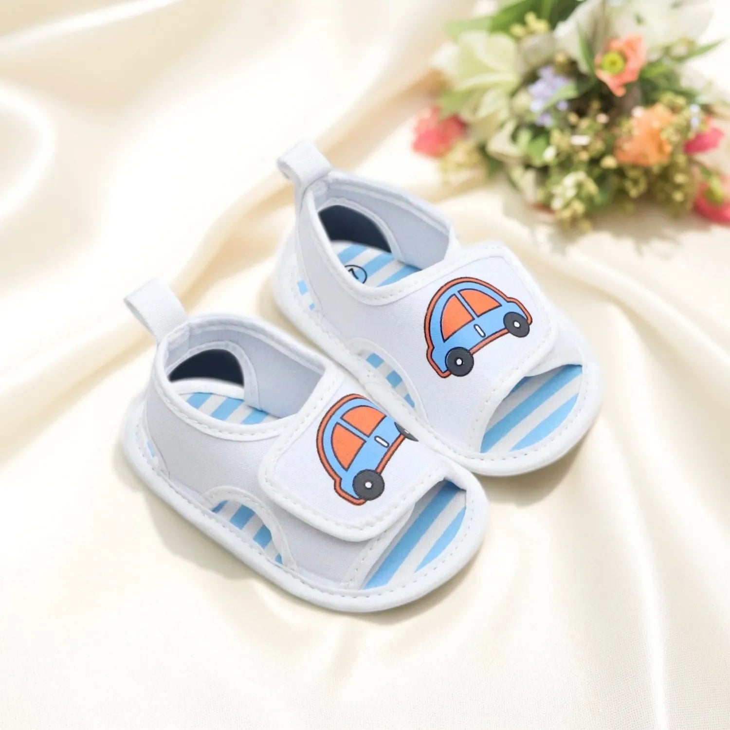 Male baby sandals, cloth shoes, 0-1 year old baby walking shoes, 0-6-12-18 months soft sole breathable