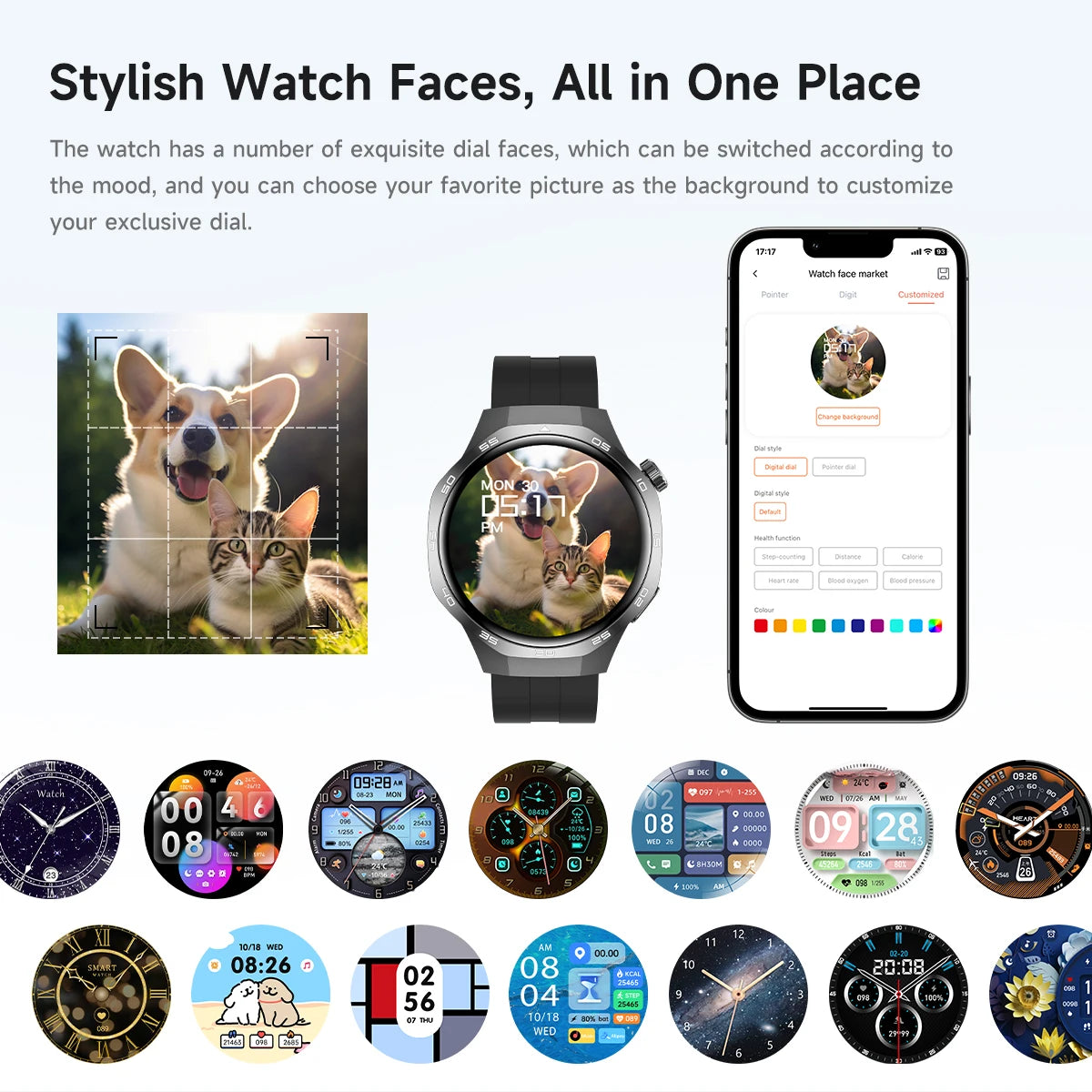 Watch 5 Pro GPS Track Compass Smart Watch Men 360*360 AMOLED Screen NFC BT Call Waterproof Health Monitor Man Smartwatches