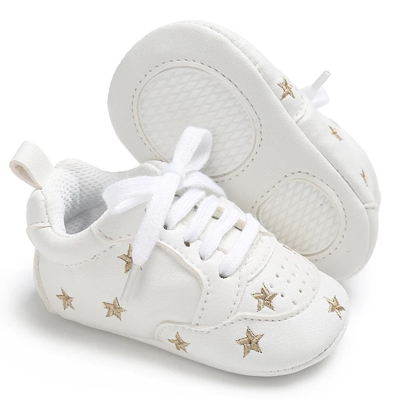 Cute soft sole baby girl crib shoes by I YAN, toddler first walker sneakers for infants aged 0-18 months.