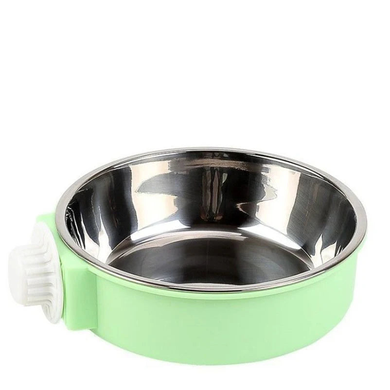 Pet hanging stainless steel dog bowl Cat bowl Food bowl anti-upset hanging cage Fixed water bowl fence Pet supplies