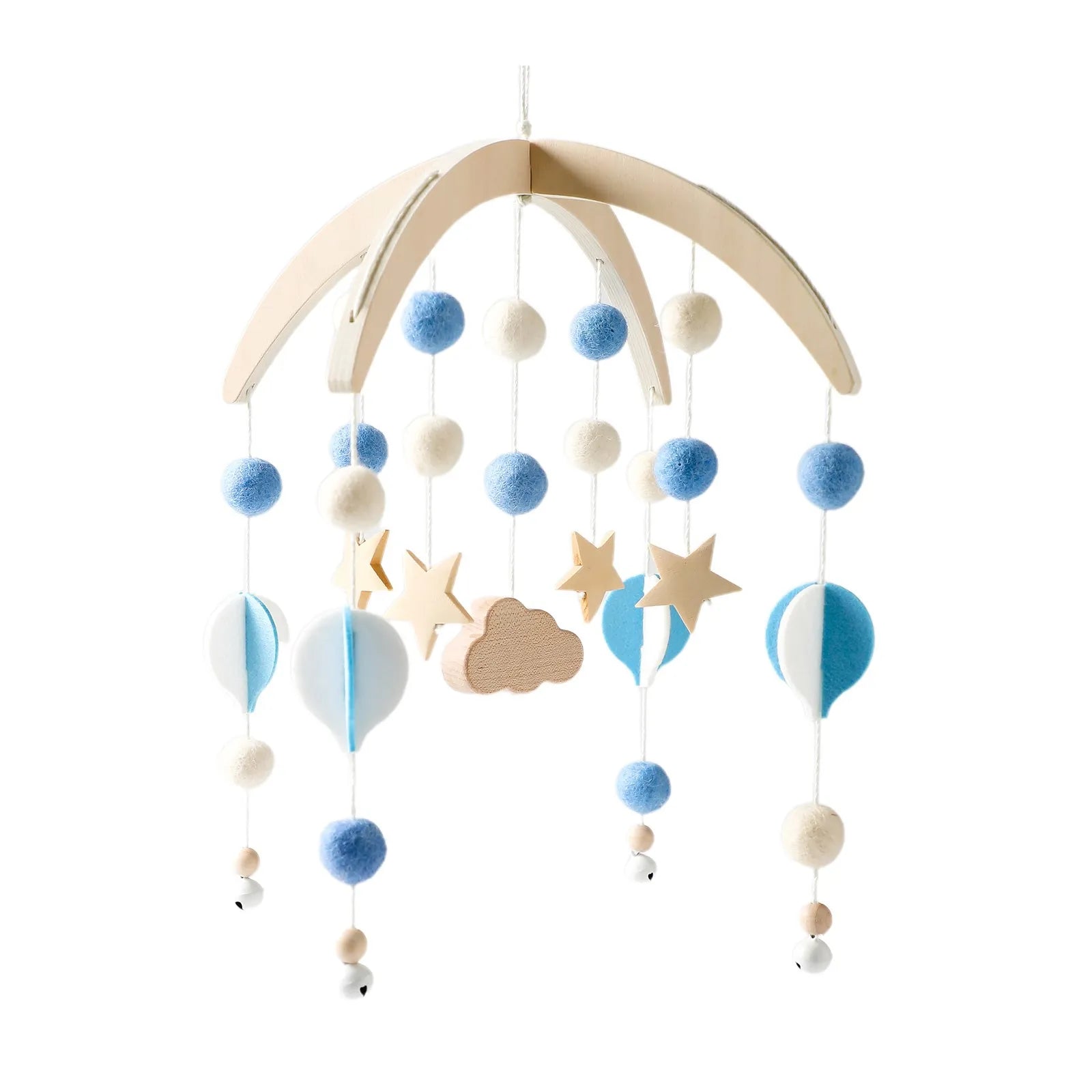 Baby Cloud Crib Mobile with Musical Box – Wooden Rattle Toy for Newborns 0–12M - I YAN