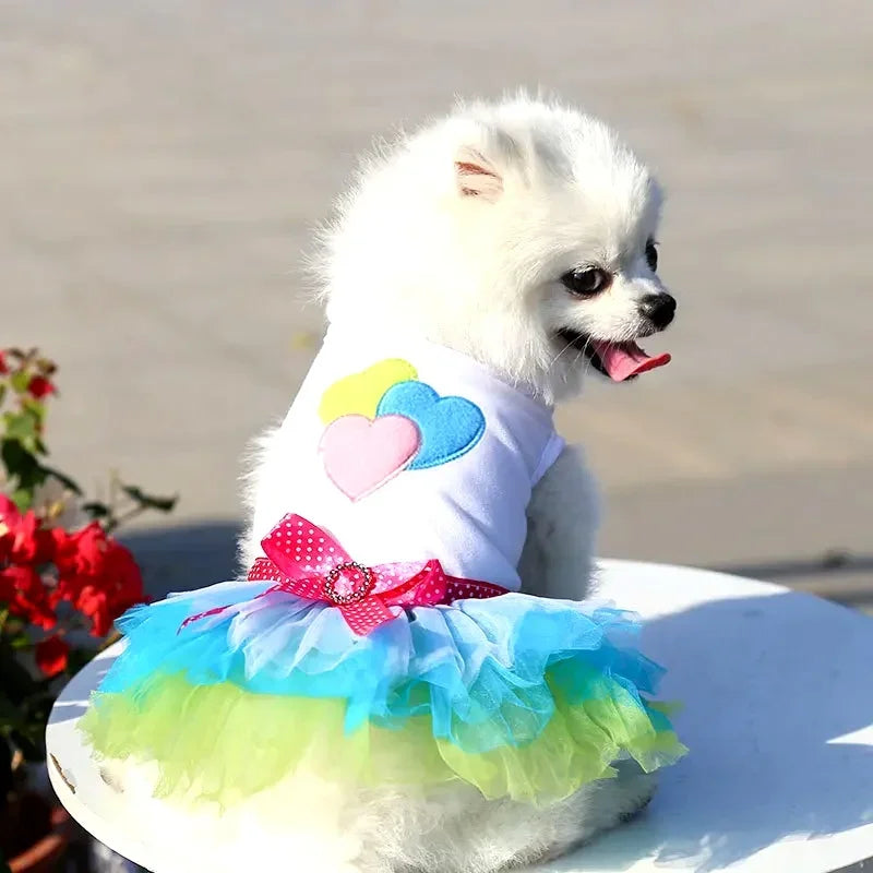 Spring dog lace dress for small pets by I YAN, featuring floral design, suitable for parties, birthdays, and weddings.
