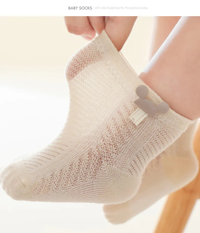 4Pairs/Lot Summer Baby Mesh Thin Socks Cartoon Soft Cotton Newborn Sock Princess Infant Toddler Girls Cute Breathable Socks