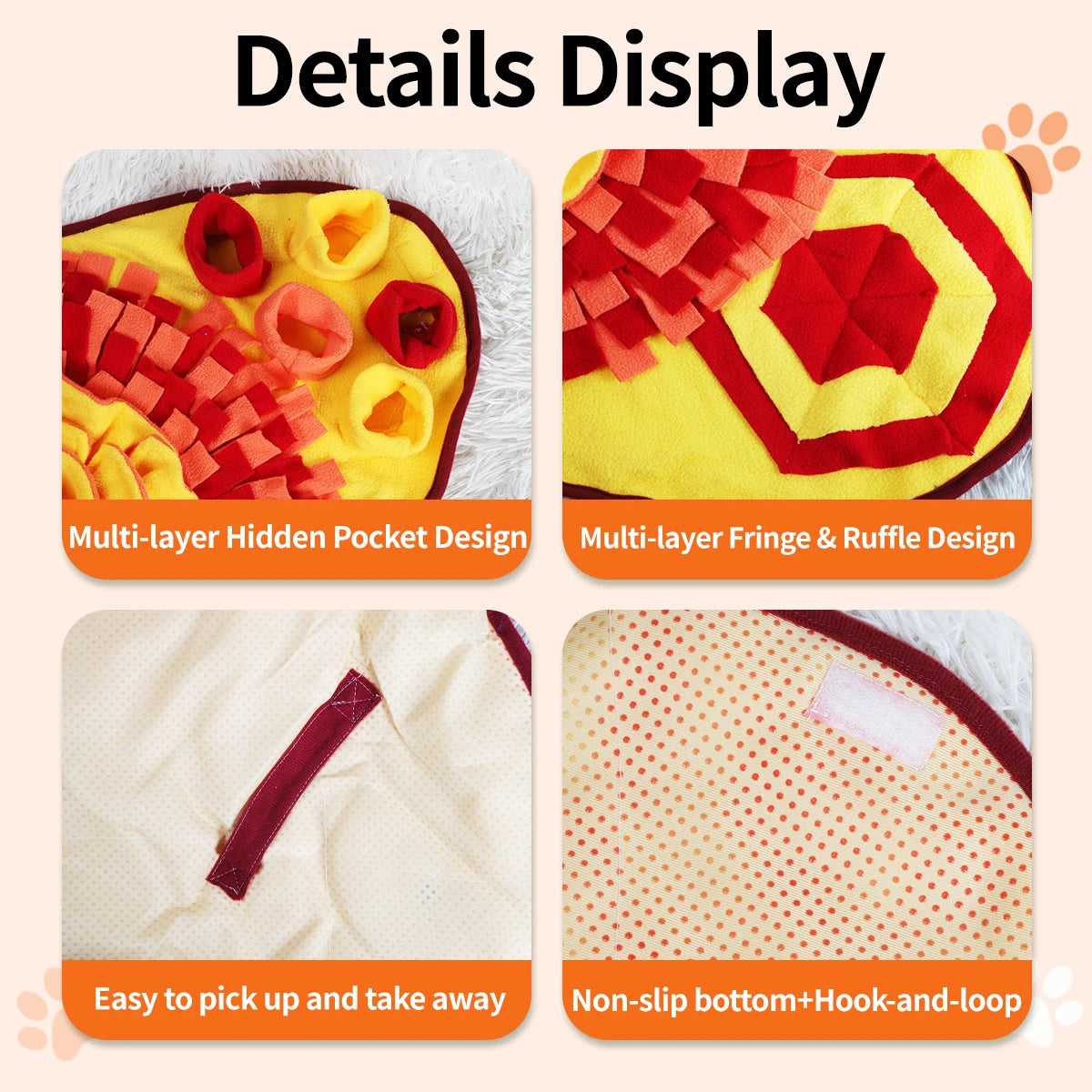 Washable dog snuffle mat by I YAN with multiple scent training layers, designed for slow feeding and enrichment for cats and dogs.