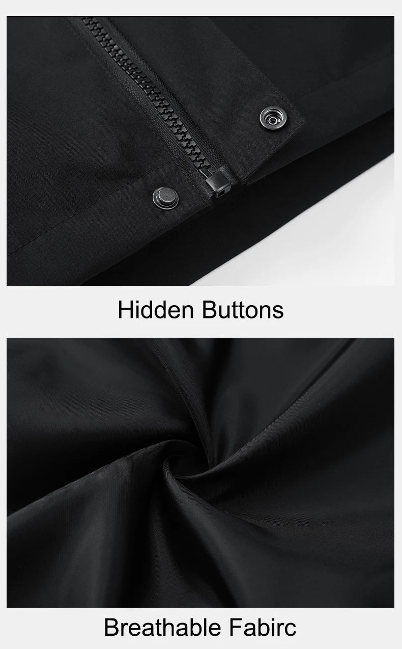 Men's 3 In 1 Thick Hiking Jacket Down Cotton Waterproof Winter Windbreaker Outdoor Warm Camping Jacket Windproof Coat