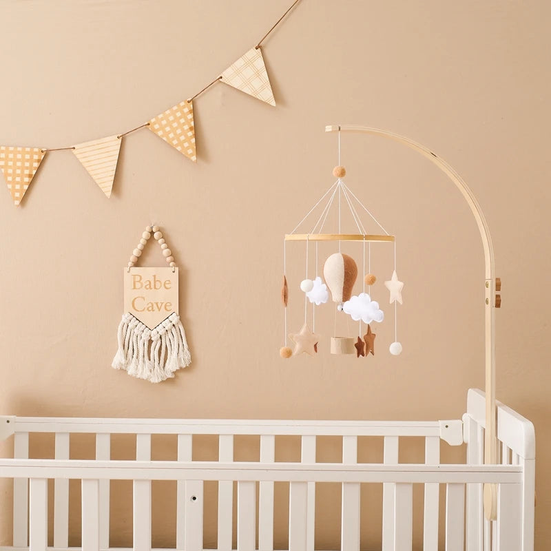 Hot Air Balloon Wooden Baby Crib Mobile – Musical Bed Bell & Rattles for Newborns 0–12M - I YAN