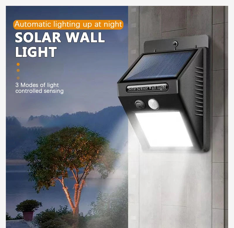 Modern LED Solar Wall Lamp Outdoor PIR Motion Sensors Waterproof Light Courtyard Decoration Lightsporch Garden Fence Path Lights