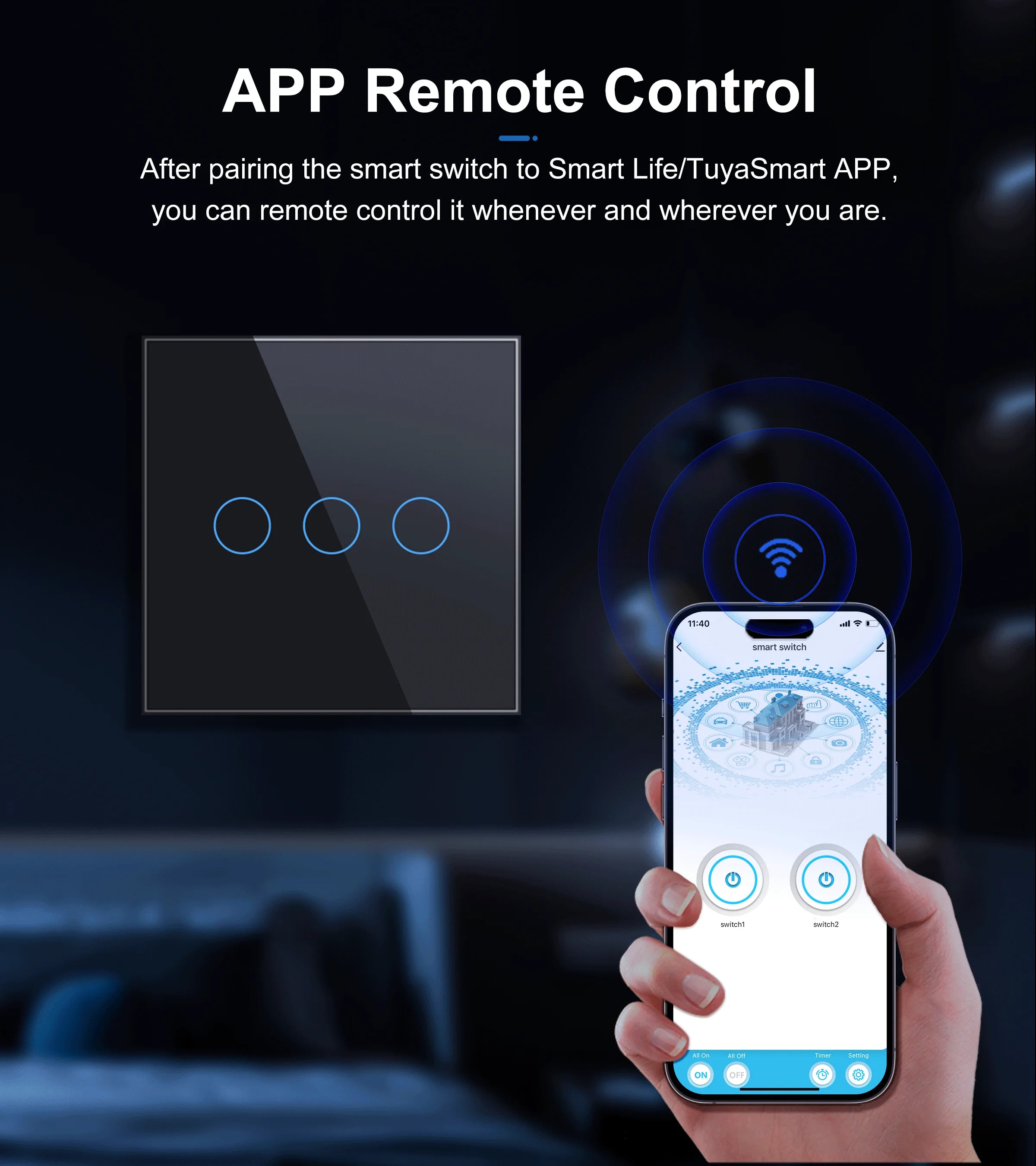 Wifi Wall Touch Switch EU No Neutral Wire Required Smart Light Switch 1 2 3 Gang 220V Tuya Smart Home Support Alexa Google Home