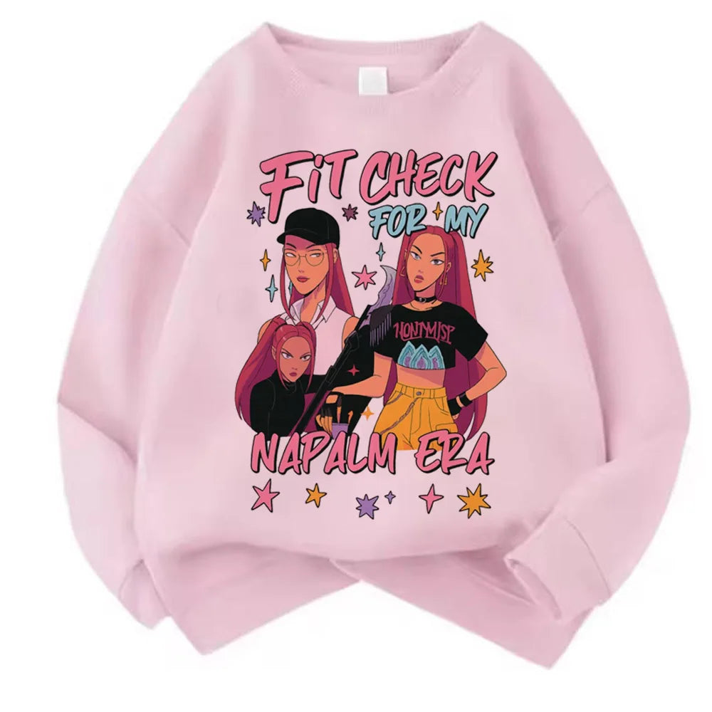 Movie Fans Gift Hoodie Girls Kids Huntrix Kpop Demon Hunters Children's Sweatshirt Cute Tiger Harajuku Hoody for Boys Girls