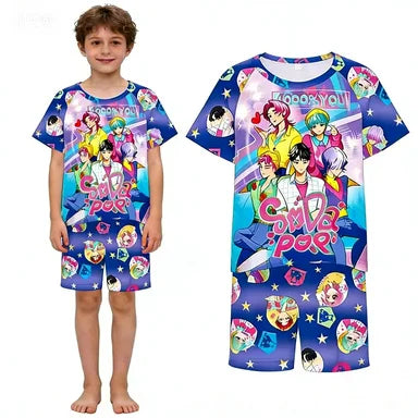 2026 Hot Selling New T-shirt Set for Girls' Summer Clothing with Printed Design, Cartoon Fashion, Comfortable Children's Set