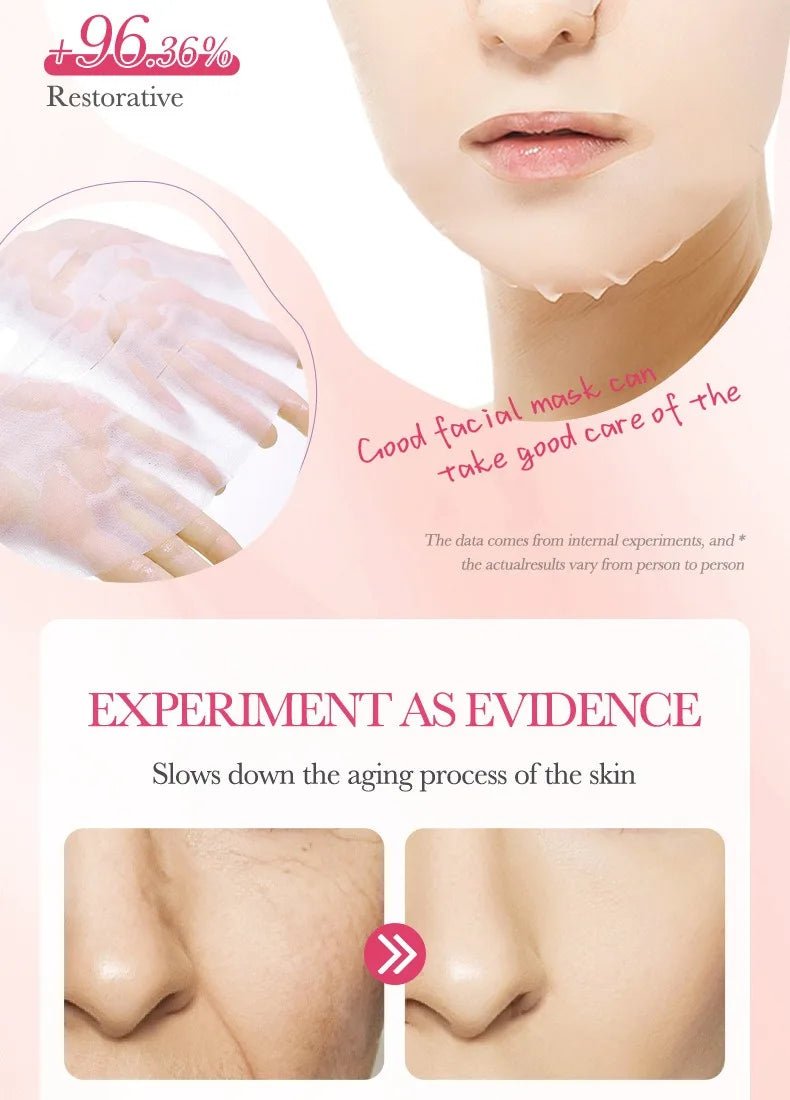 5/10 PCS Korean Snail Mucin Sheet Mask Hydrating Repair Brightening Anti-Aging Wrinkle Moisturizing Gel Face Mask for All Skin
