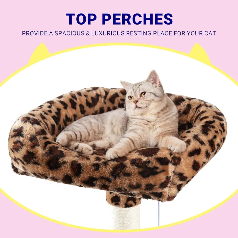 73" Corner Cat Tower — Multi-Level Fan-Shaped Cat Tree with Hammock, Condo & Sisal Posts for Large Cats
