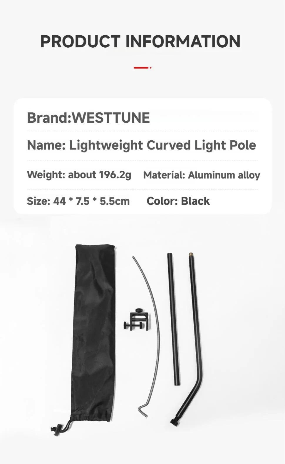 WESTTUNE Outdoor Lamp Stand Hook 360° Full space adjustment Lamp Pole Stand Portable Folding Camping Lantern Stands for Picnic