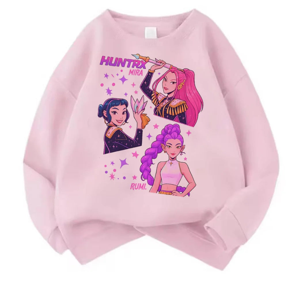 Movie Fans Gift Hoodie Girls Kids Huntrix Kpop Demon Hunters Children's Sweatshirt Cute Tiger Harajuku Hoody for Boys Girls